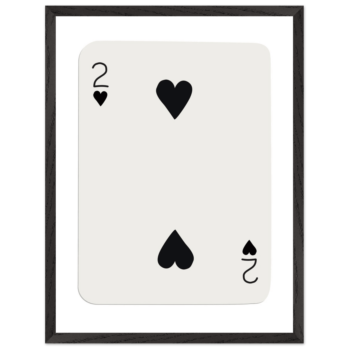 Minimalist Two of Hearts Poker Card Art Print - Framed Eco-Friendly Wooden Poster - Vibrantwalls