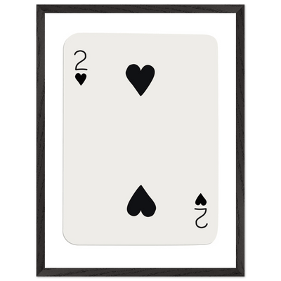 Minimalist Two of Hearts Poker Card Art Print - Framed Eco-Friendly Wooden Poster - Vibrantwalls