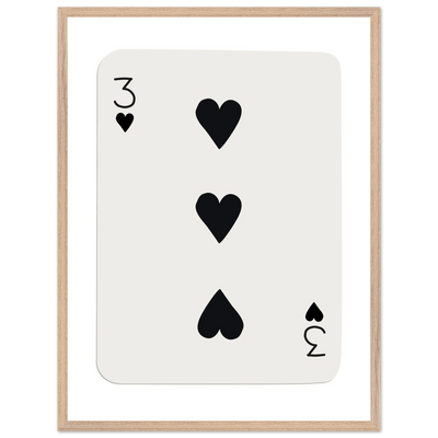 Three of Hearts Poker Card Print - Eco-Friendly Framed Poster Art, Available in Multiple Sizes & Frame Finishes - Vibrantwalls