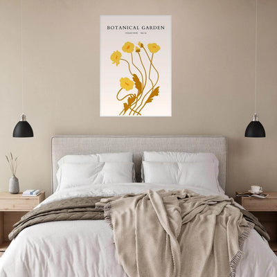 Botanical Garden Framed Art Print – Golden Poppies Abstract Wall Decor | Ready-to-Hang Nature Collection - Vibrantwalls