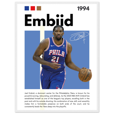 Joel Embiid The Process 76ers Framed Poster 45x60 cm 18x24″ White frame Vibrantwalls