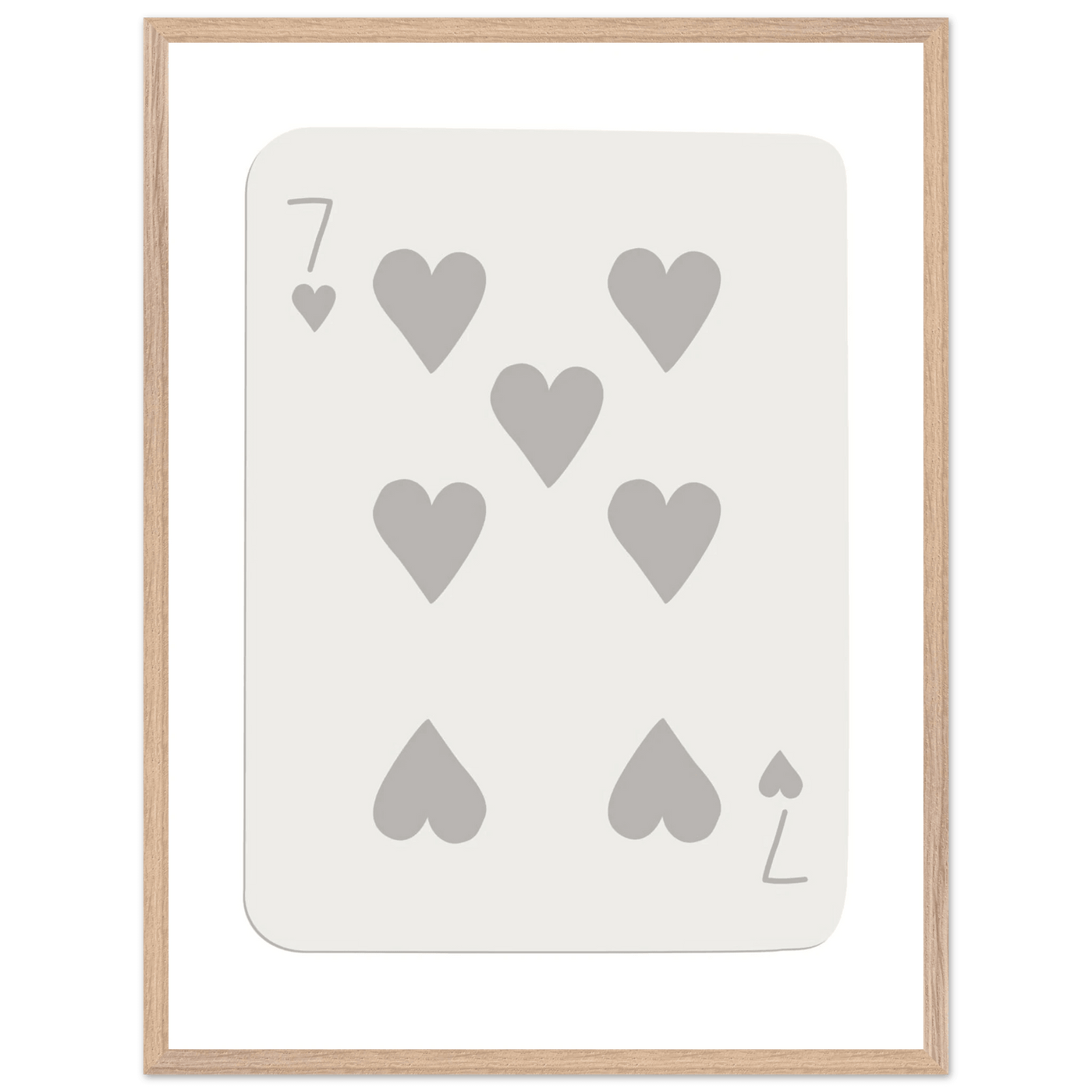 Minimalist Poker Card Print - Seven of Hearts - Mounted Eco-Friendly Framed Art, Custom Sizes & Finishes - Vibrantwalls