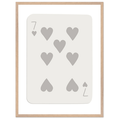 Minimalist Poker Card Print - Seven of Hearts - Mounted Eco-Friendly Framed Art, Custom Sizes & Finishes - Vibrantwalls