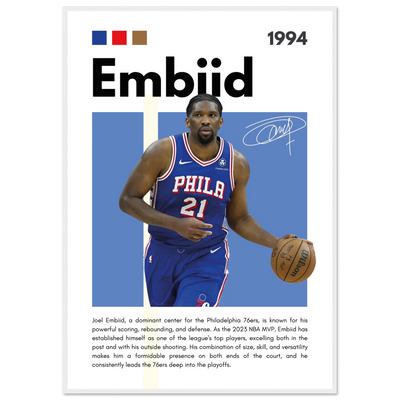 Joel Embiid The Process 76ers Framed Poster 70x100 cm 28x40″ White frame Vibrantwalls