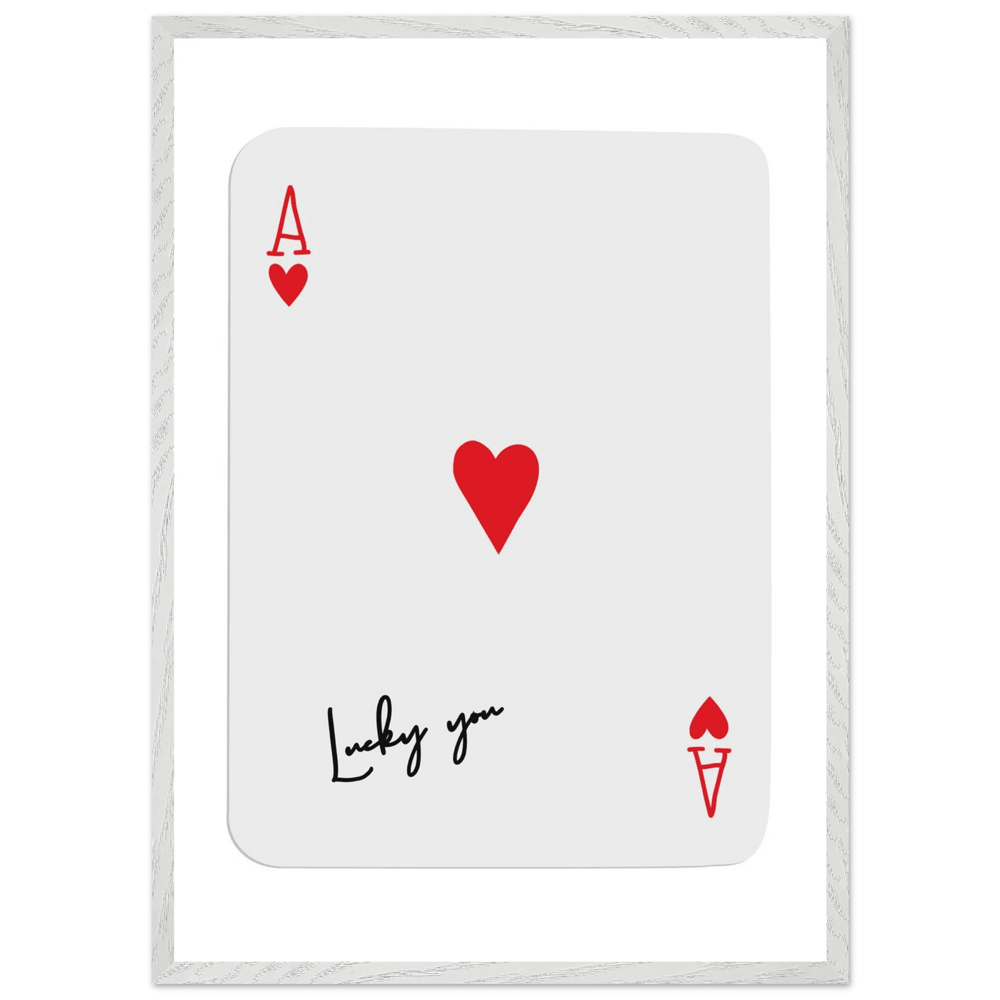 Lucky You Ace of Hearts Card Print - Framed Poker Art, Modern Design, Eco-Friendly Wood Frame - Vibrantwalls