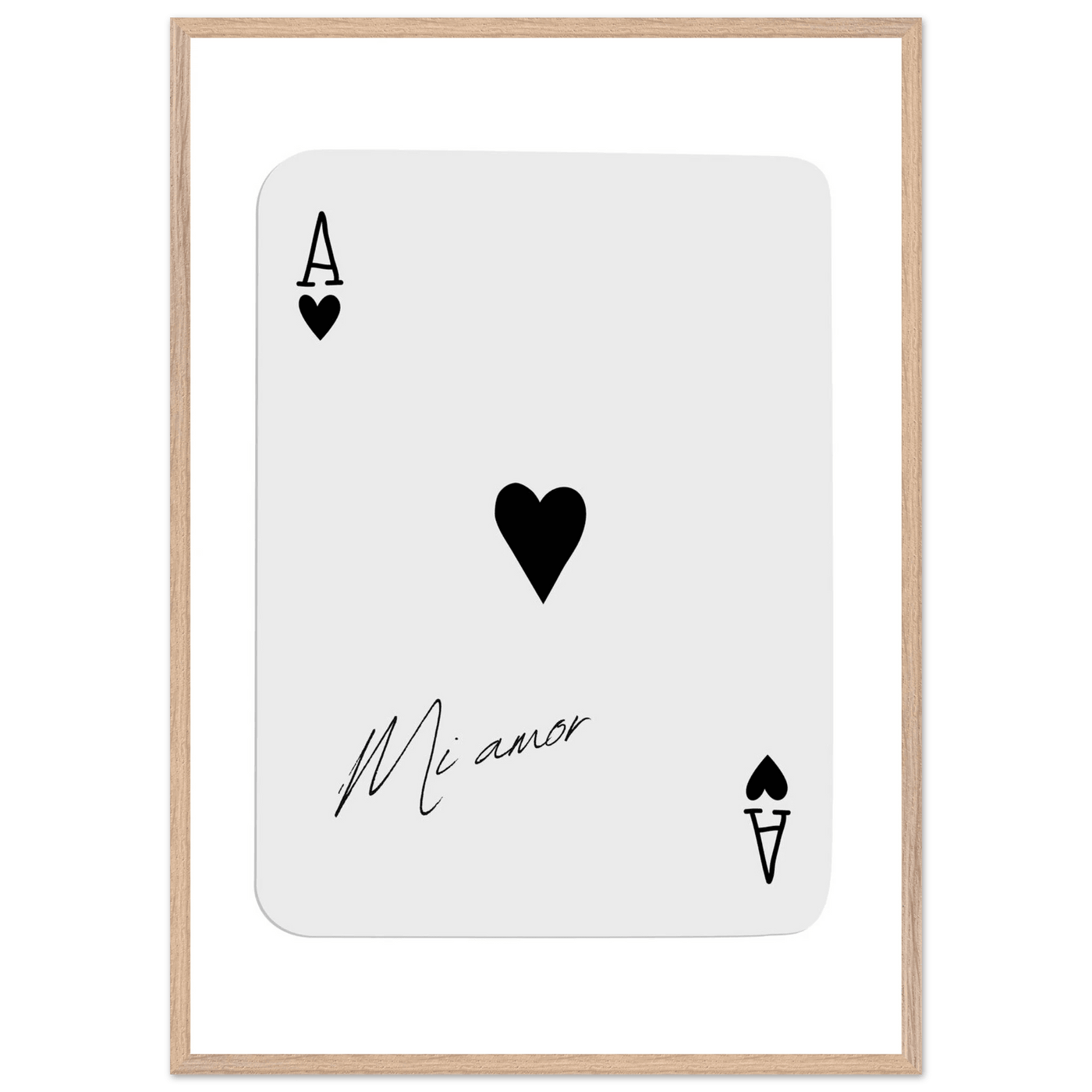 Mi Amor Ace of Hearts Framed Poster Art - Romantic Card Print with Eco-Friendly Wood Frame, Multiple Sizes & Colors - Vibrantwalls