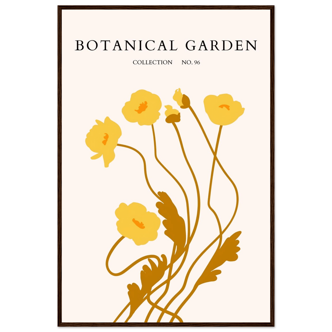 Botanical Garden Framed Art Print – Golden Poppies Abstract Wall Decor | Ready-to-Hang Nature Collection - Vibrantwalls