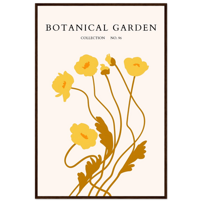 Botanical Garden Framed Art Print – Golden Poppies Abstract Wall Decor | Ready-to-Hang Nature Collection - Vibrantwalls