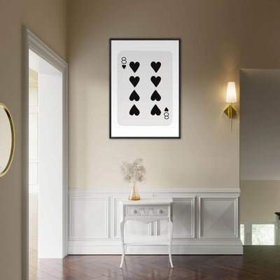 Minimalist Eight of Hearts Poker Card Print - Framed Wall Art, Sustainable Wood Frame, Choose Your Finish & Size - Vibrantwalls