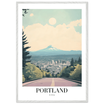 Portland Oregon Framed Poster – Mid-Century Modern Travel Art with Your Choice of Frame - Vibrantwalls