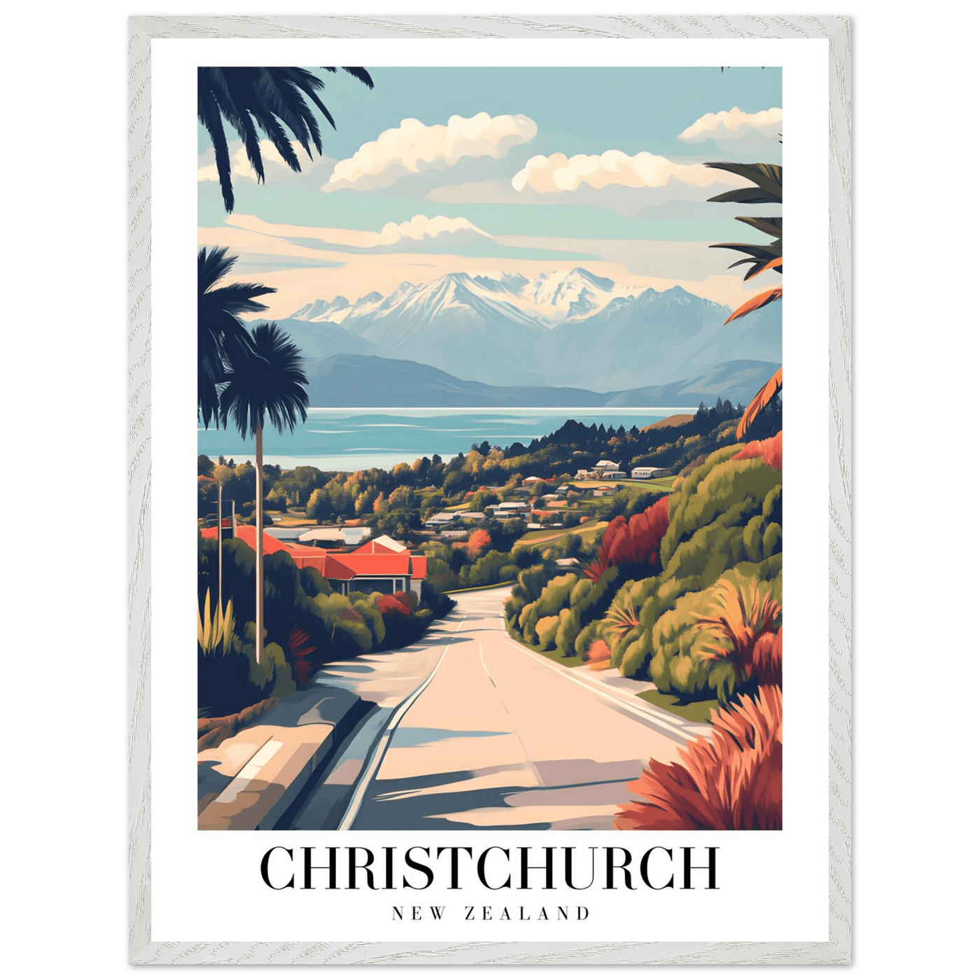 Christchurch New Zealand Framed Poster – Vintage Travel Wall Art with Wooden Frame - Vibrantwalls