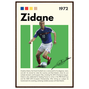 Zinedine Zidane Football Legend Framed French Poster 60x90 cm 24x36″ Dark wood frame Vibrantwalls