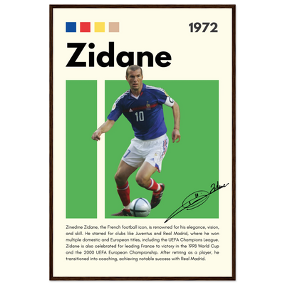 Zinedine Zidane Football Legend Framed French Poster 60x90 cm 24x36″ Dark wood frame Vibrantwalls