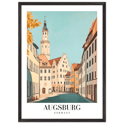 Augsburg Germany Framed Poster – Vintage European Cityscape Wall Art with Wooden Frame in Various Sizes - Vibrantwalls