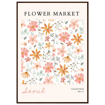 Seoul Flower Market Framed Poster – Delicate Watercolor Blooms & Botanical Art Print | Ready-to-Hang - Vibrantwalls