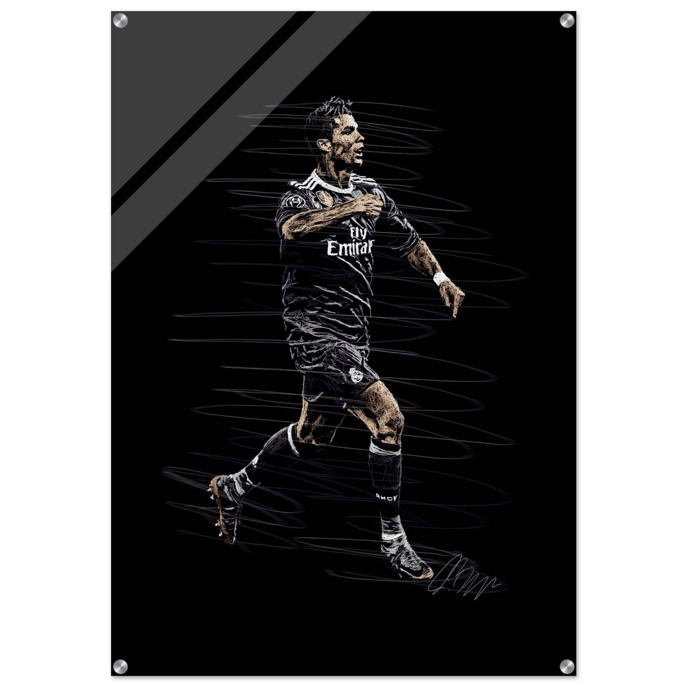 Cristiano Ronaldo Abstract Art Acrylic Print – Dynamic, Glossy, Modern Wall Decor in Various Sizes - Vibrantwalls