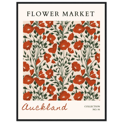 Auckland Flower Market Framed Poster – Vibrant Poppy Art Print | Ready-to-Hang Floral Decor - Vibrantwalls