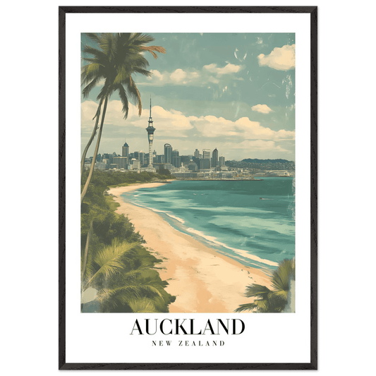 Auckland New Zealand Coastal City Vintage Travel Poster - Wall Art - Vibrantwalls