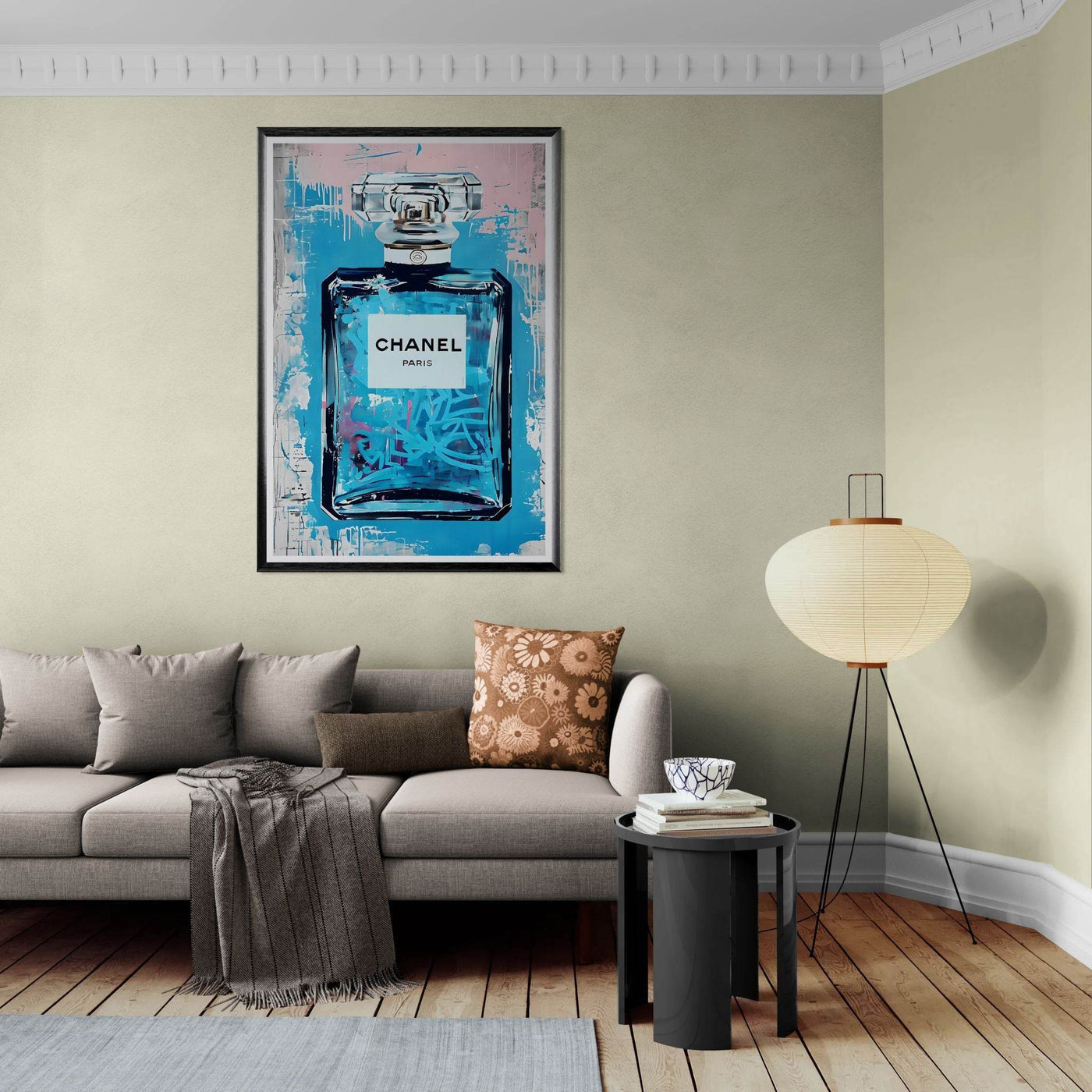 Abstract Chanel No. 5 Art Print in Mounted Frame - Iconic Glamour for Modern Decor - Vibrantwalls