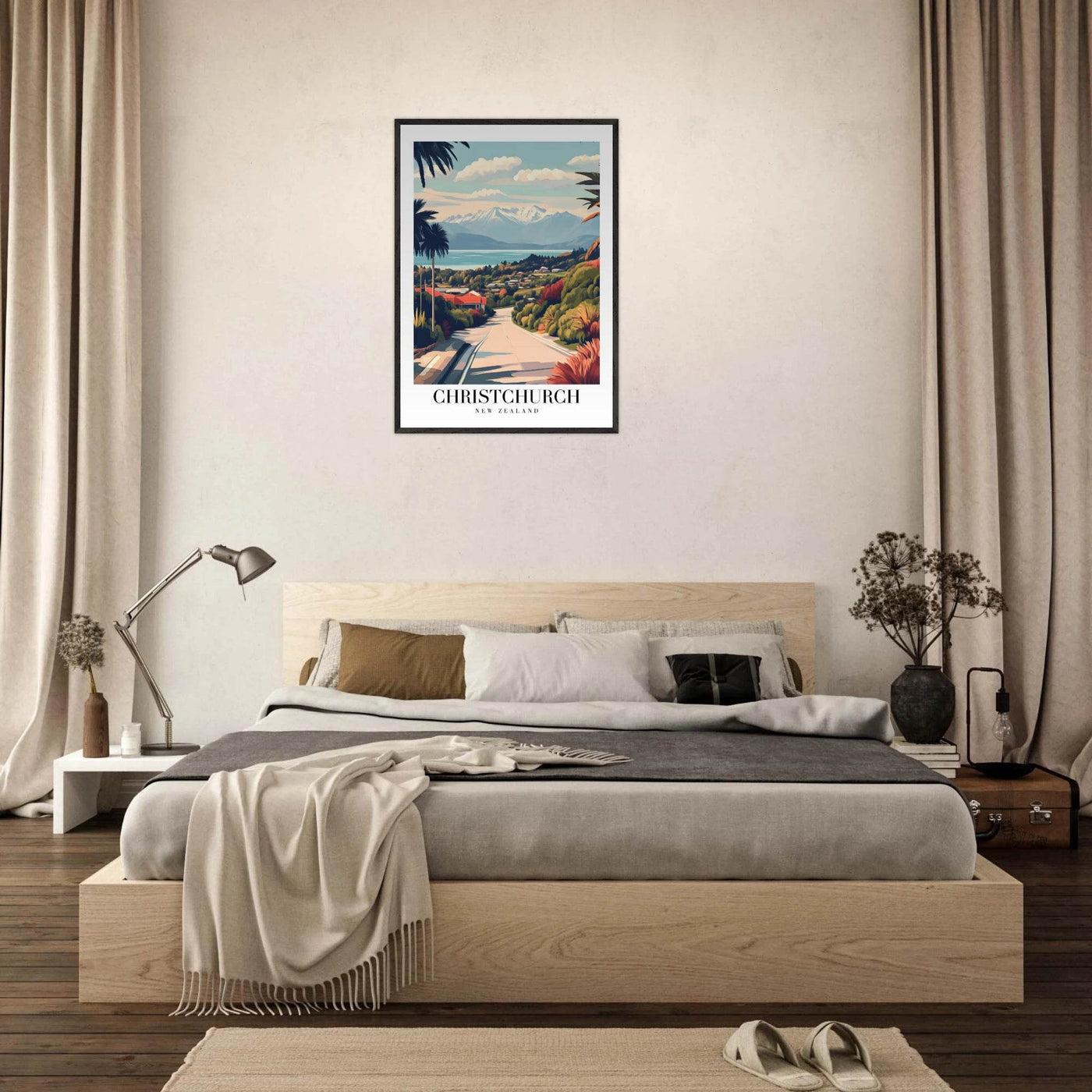 Christchurch New Zealand Framed Poster – Vintage Travel Wall Art with Wooden Frame - Vibrantwalls