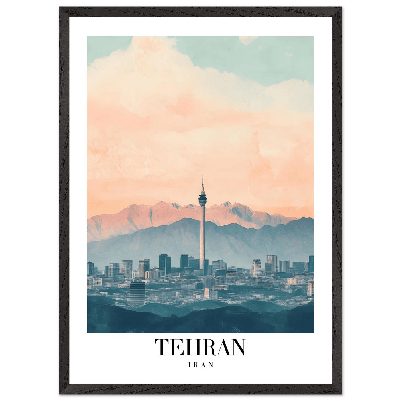 Tehran Iran Framed Poster – Serene Cityscape Wall Art with Customizable Wooden Frame & Sizes - Vibrantwalls