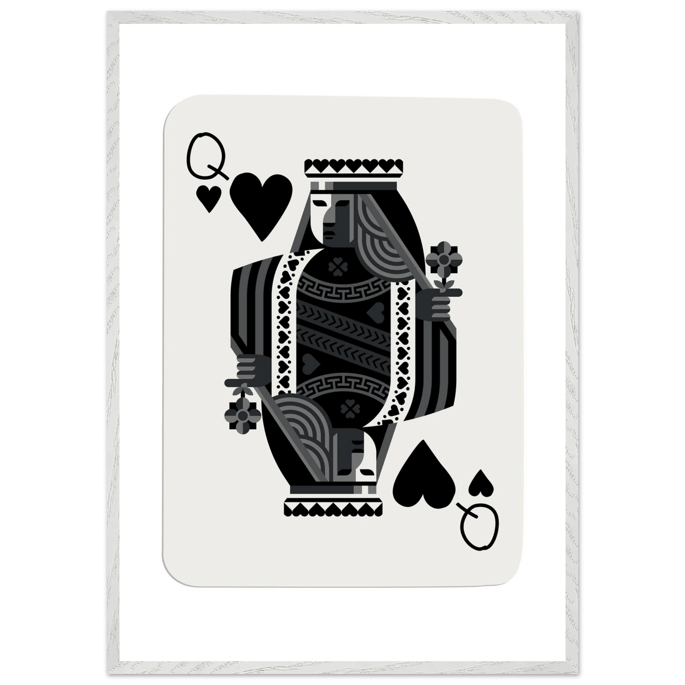 Queen of Spades Poker Card Print - Elegant Black & White Mounted Framed Poster Art, Eco-Friendly Wood Frame - Vibrantwalls