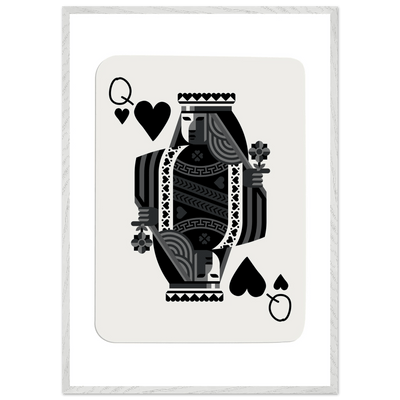 Queen of Spades Poker Card Print - Elegant Black & White Mounted Framed Poster Art, Eco-Friendly Wood Frame - Vibrantwalls