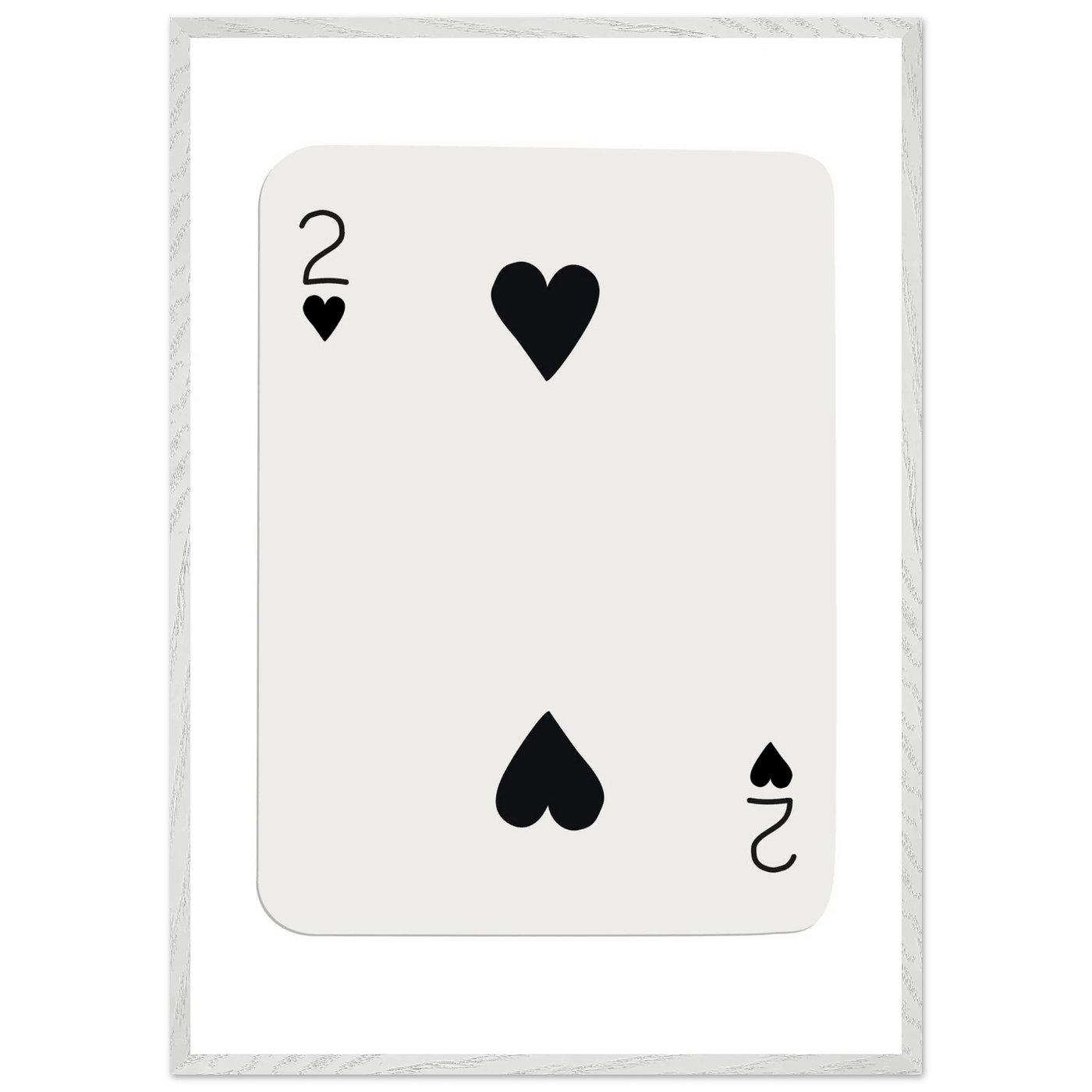 Minimalist Two of Hearts Poker Card Art Print - Framed Eco-Friendly Wooden Poster - Vibrantwalls
