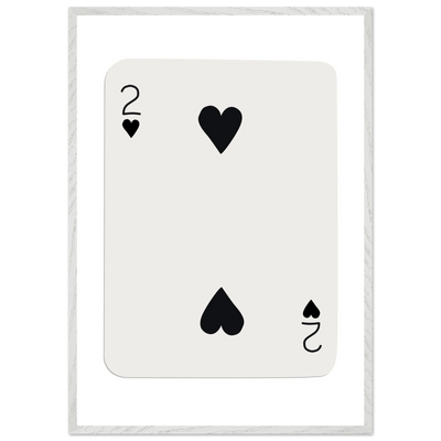 Minimalist Two of Hearts Poker Card Art Print - Framed Eco-Friendly Wooden Poster - Vibrantwalls