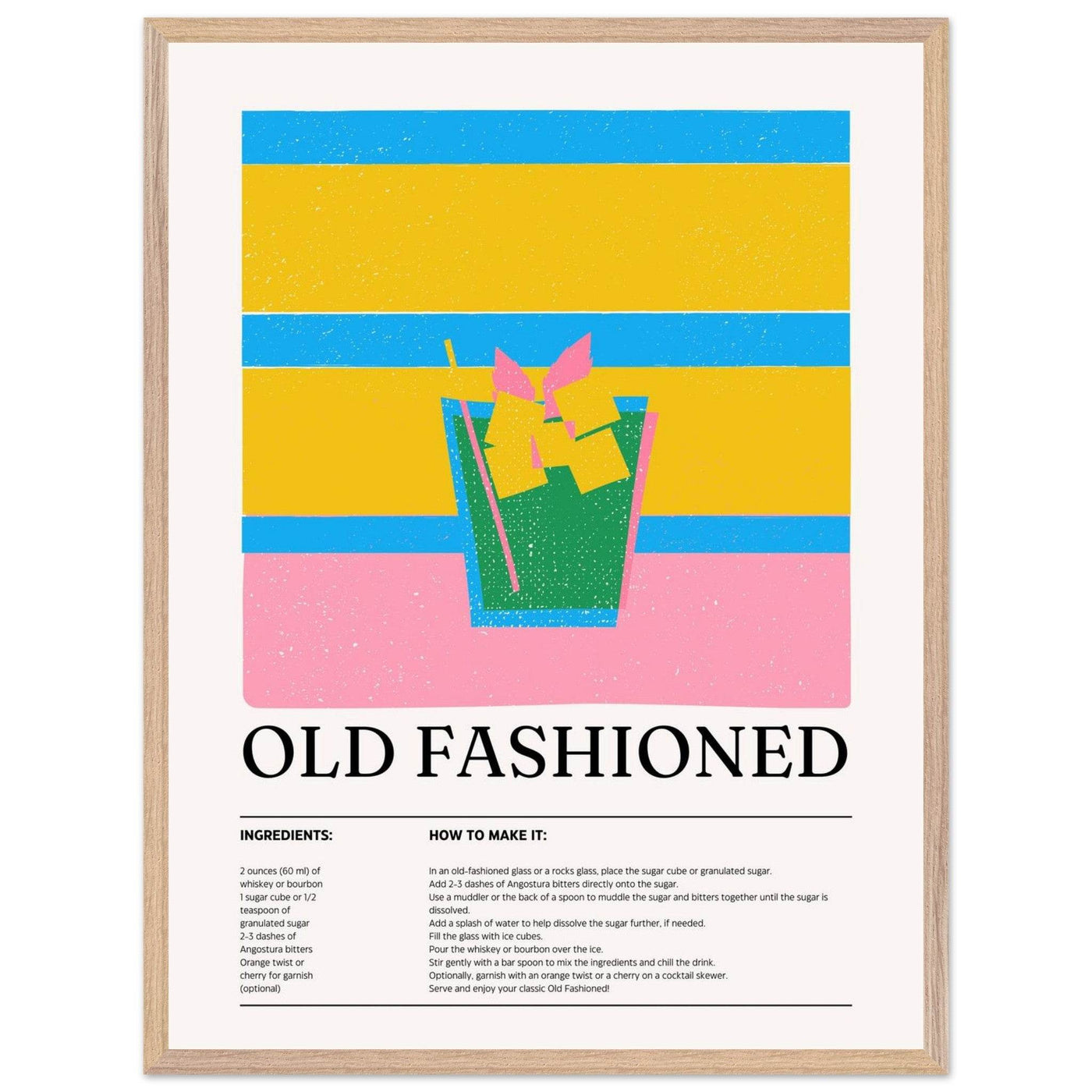 Old Fashioned Cocktail Recipe Art Print - Vibrantwalls