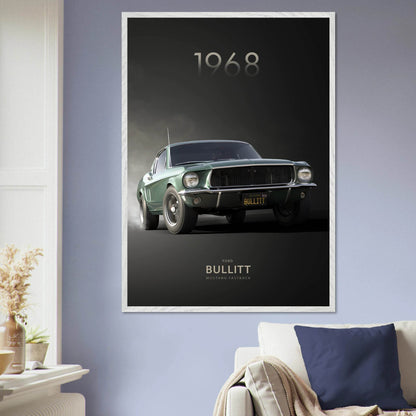 1968 Bullitt Mustang Poster - Framed Print for 50th Anniversary Celebration - Vibrantwalls