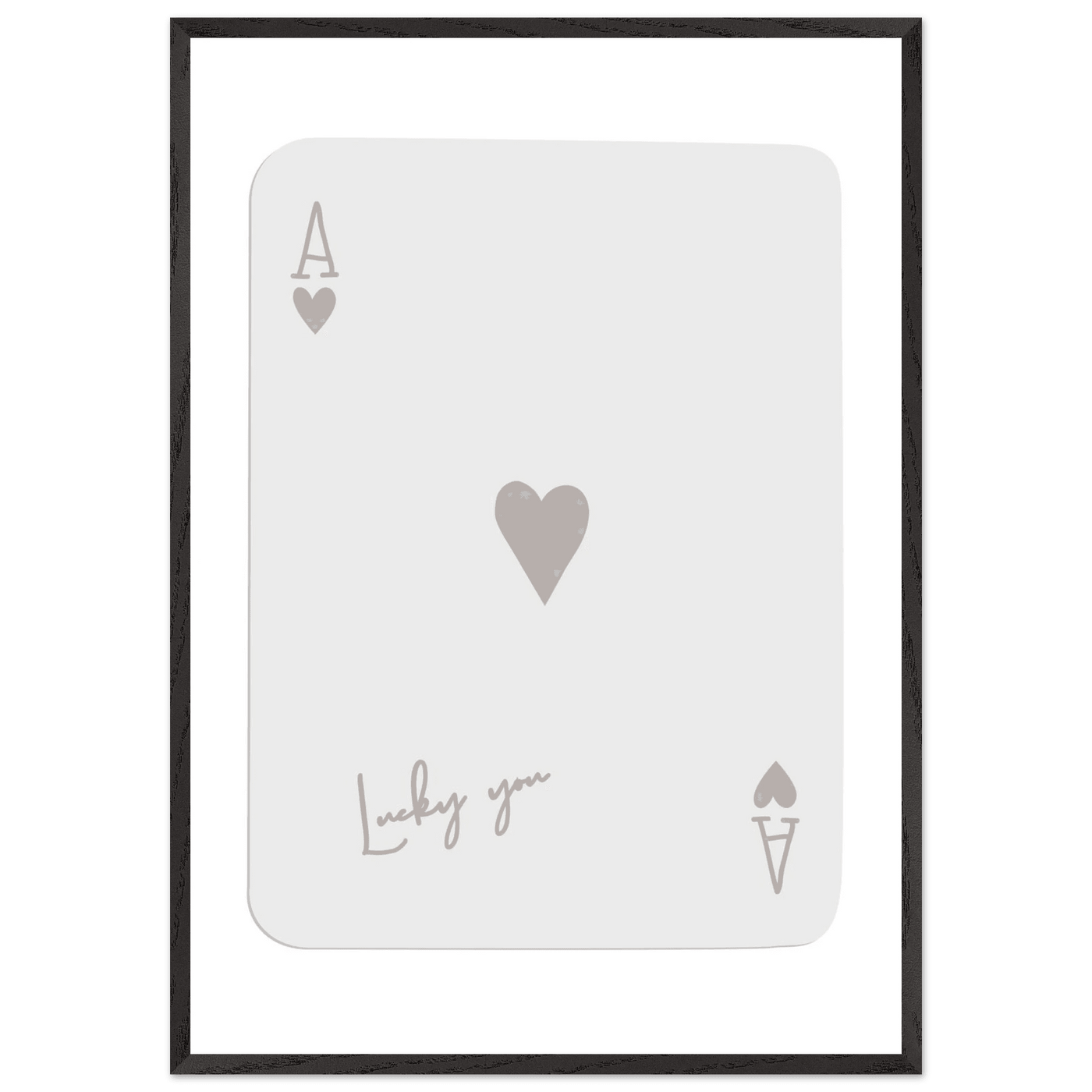 Minimalist Ace of Hearts Poker Card Print - Lucky You Wall Art, Eco-Friendly Wood Frame Poster - Vibrantwalls