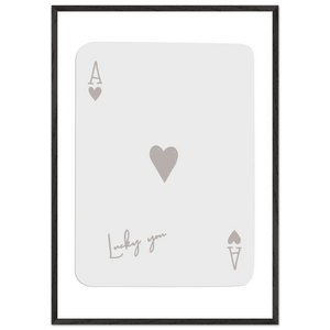 Minimalist Ace of Hearts Poker Card Print - Lucky You Wall Art, Eco-Friendly Wood Frame Poster - Vibrantwalls