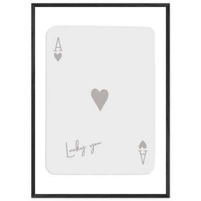 Minimalist Ace of Hearts Poker Card Print - Lucky You Wall Art, Eco-Friendly Wood Frame Poster - Vibrantwalls