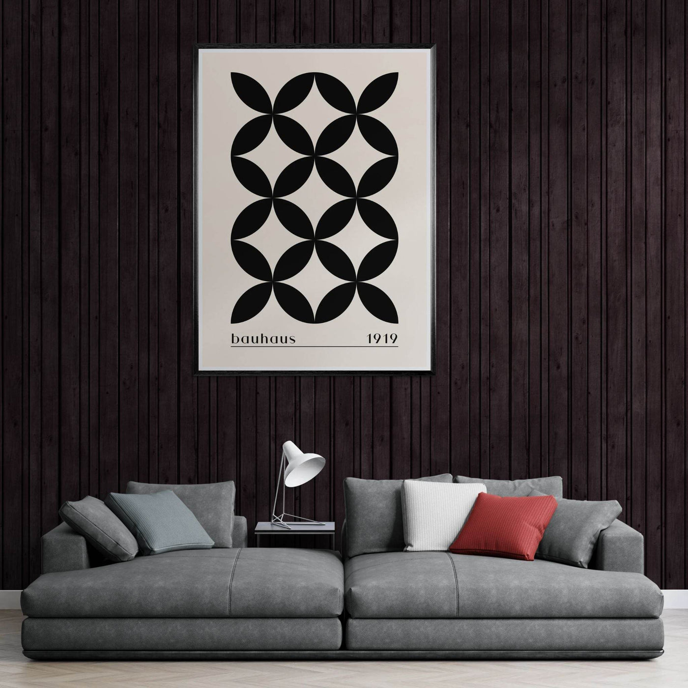 Bauhaus 1919 Black & Beige Circles - Vibrantwalls