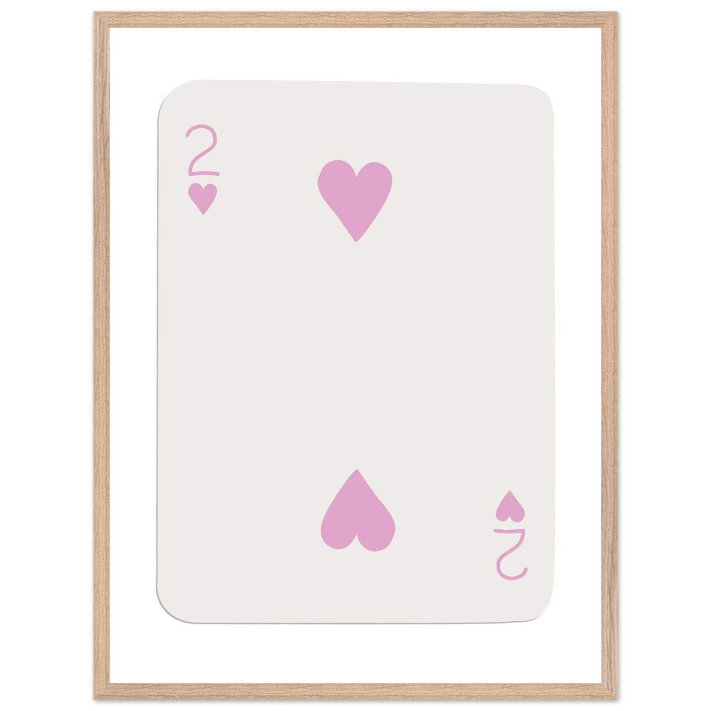 Minimalist Pink Two of Hearts Poker Card Art Print - Framed & Mounted Eco-Friendly Decor, Custom Sizes Available - Vibrantwalls