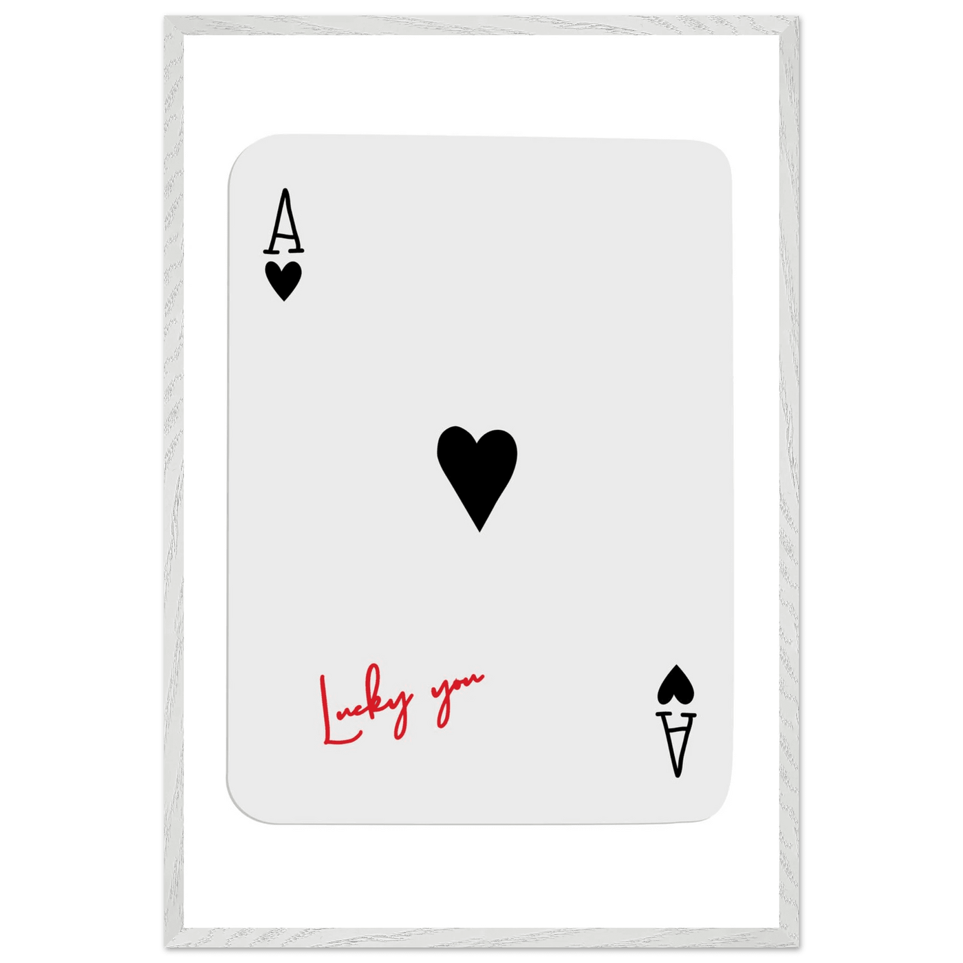 Lucky Ace of Hearts Framed Poster - Modern Poker Card Art, Eco-Friendly Wood Frame in Your Choice of Style - Vibrantwalls