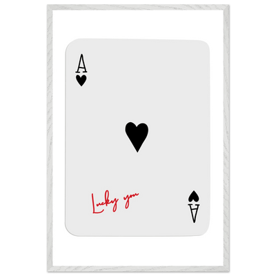 Lucky Ace of Hearts Framed Poster - Modern Poker Card Art, Eco-Friendly Wood Frame in Your Choice of Style - Vibrantwalls