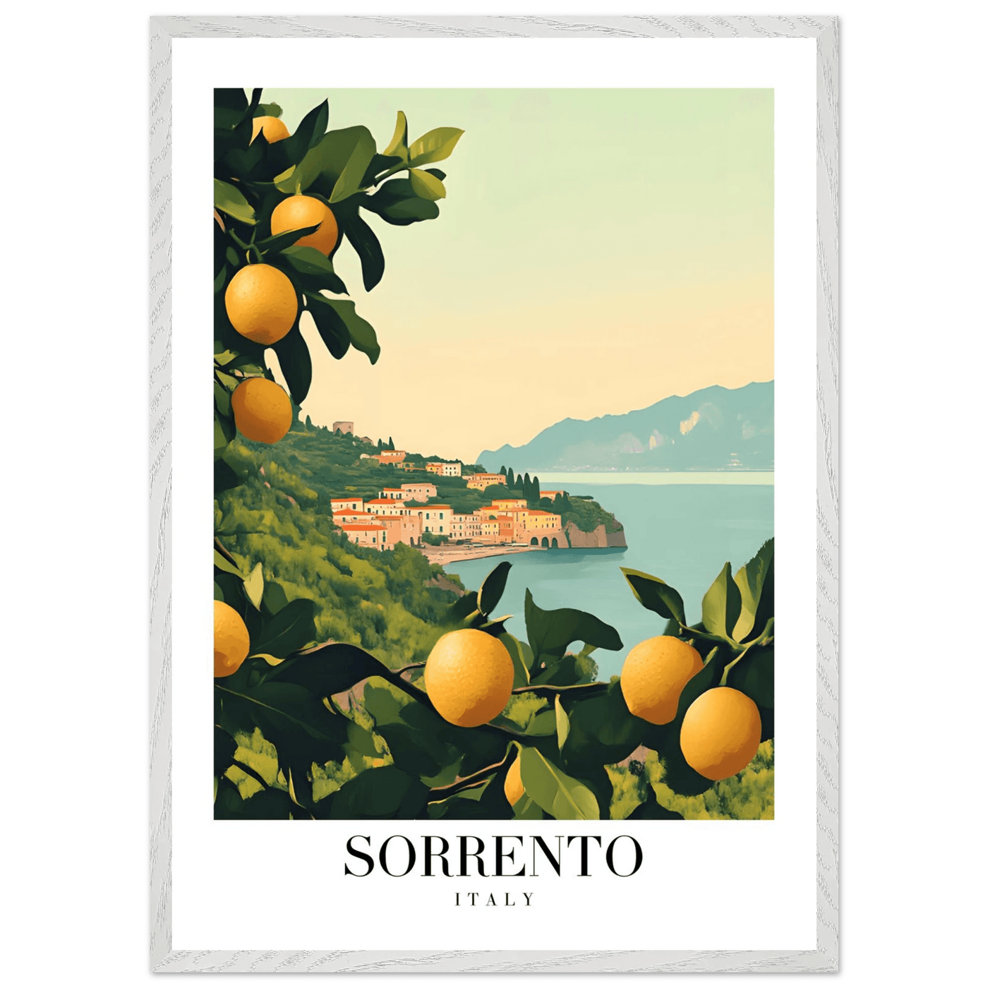 Sorrento Italy Framed Poster – Vintage Citrus Grove Travel Wall Art with Wooden Frame - Vibrantwalls