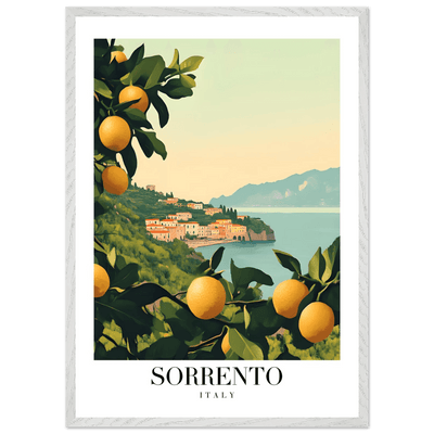Sorrento Italy Framed Poster – Vintage Citrus Grove Travel Wall Art with Wooden Frame - Vibrantwalls