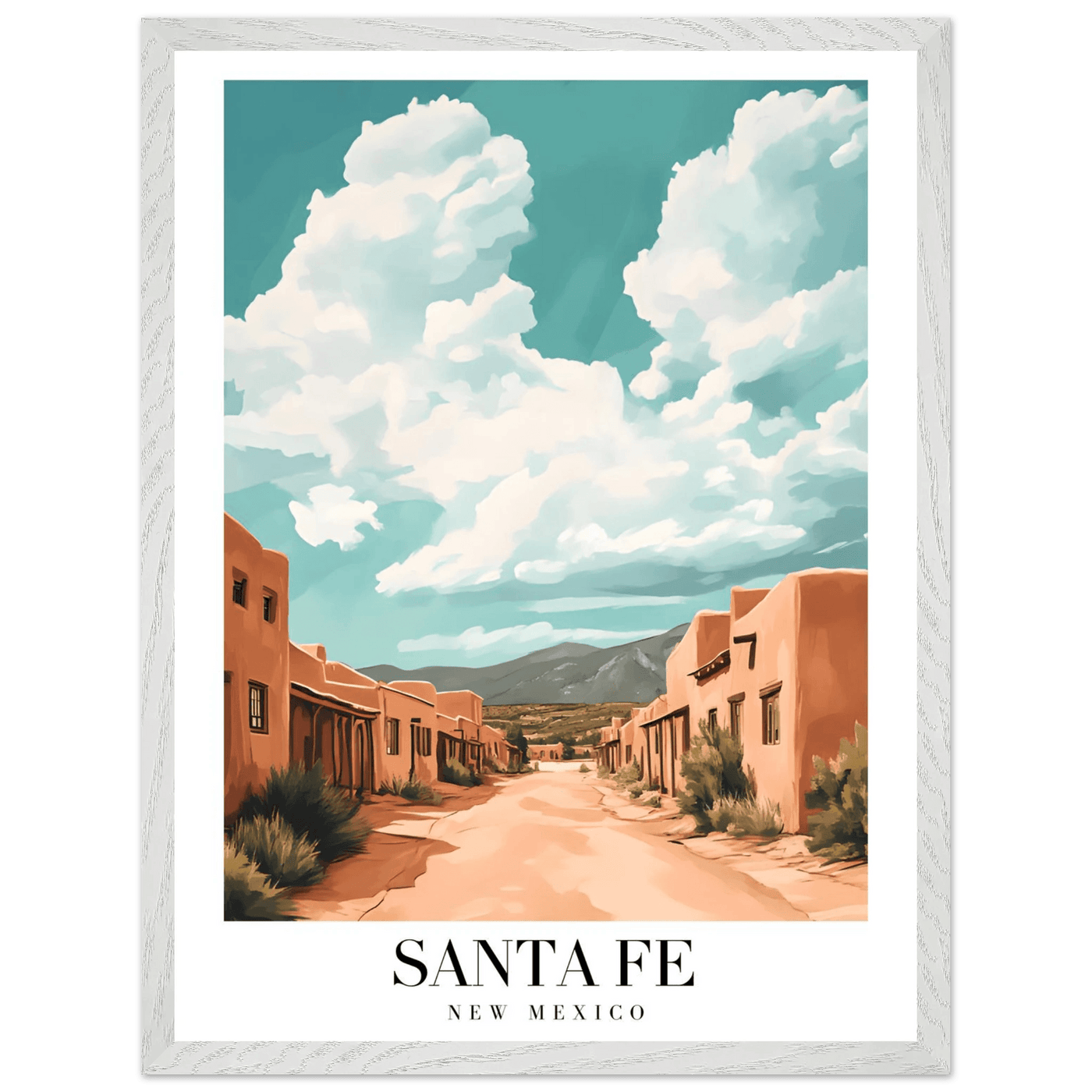 Santa Fe New Mexico Framed Poster – Vintage Southwest Wall Art with Wooden Frame - Vibrantwalls