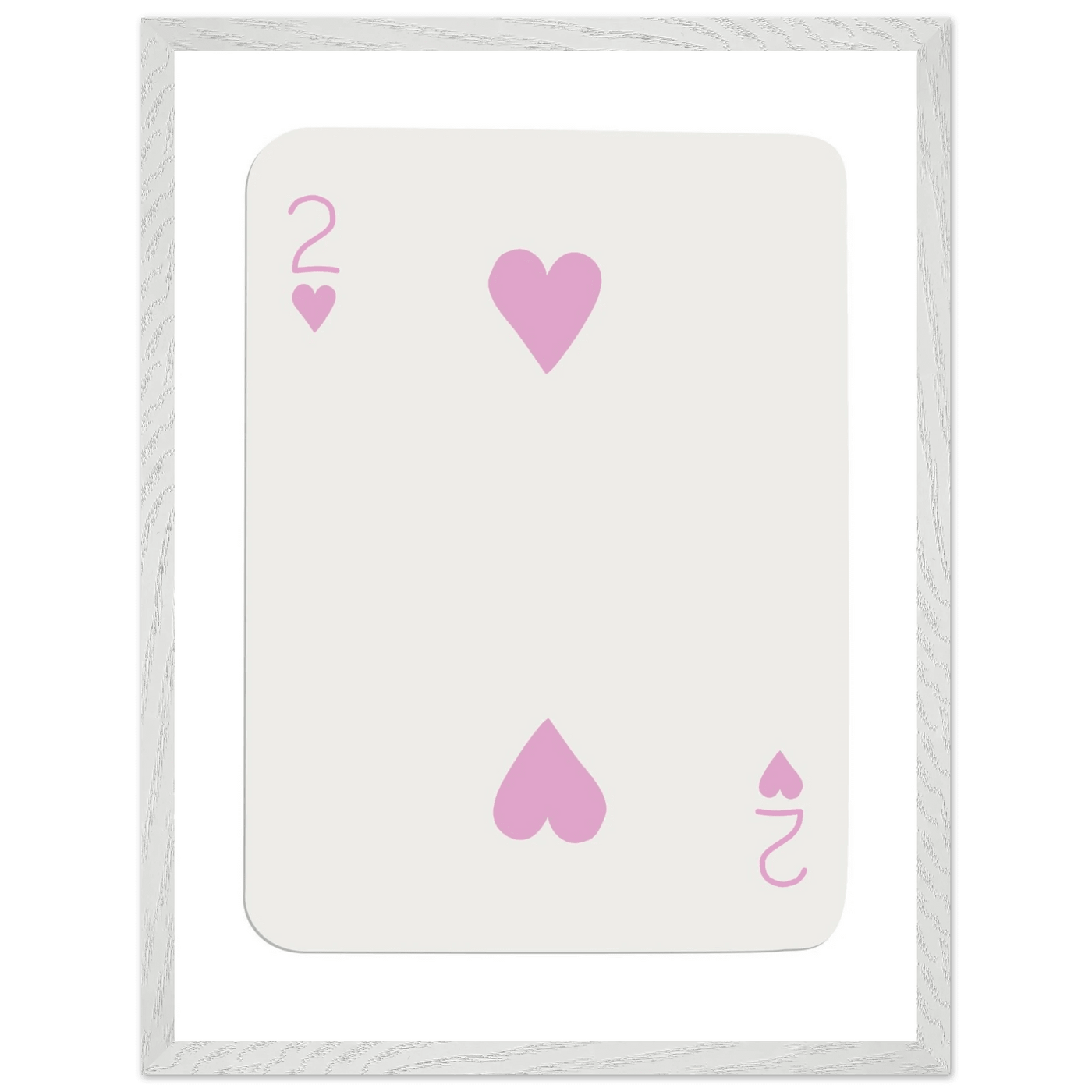 Minimalist Pink Two of Hearts Poker Card Art Print - Framed & Mounted Eco-Friendly Decor, Custom Sizes Available - Vibrantwalls