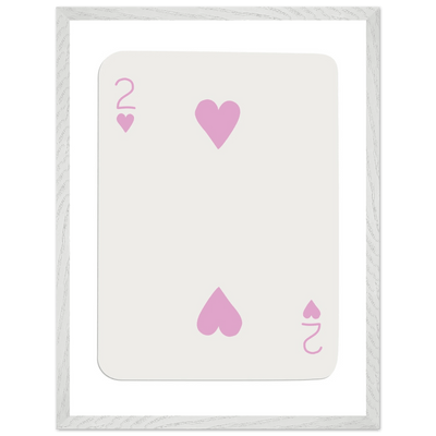 Minimalist Pink Two of Hearts Poker Card Art Print - Framed & Mounted Eco-Friendly Decor, Custom Sizes Available - Vibrantwalls