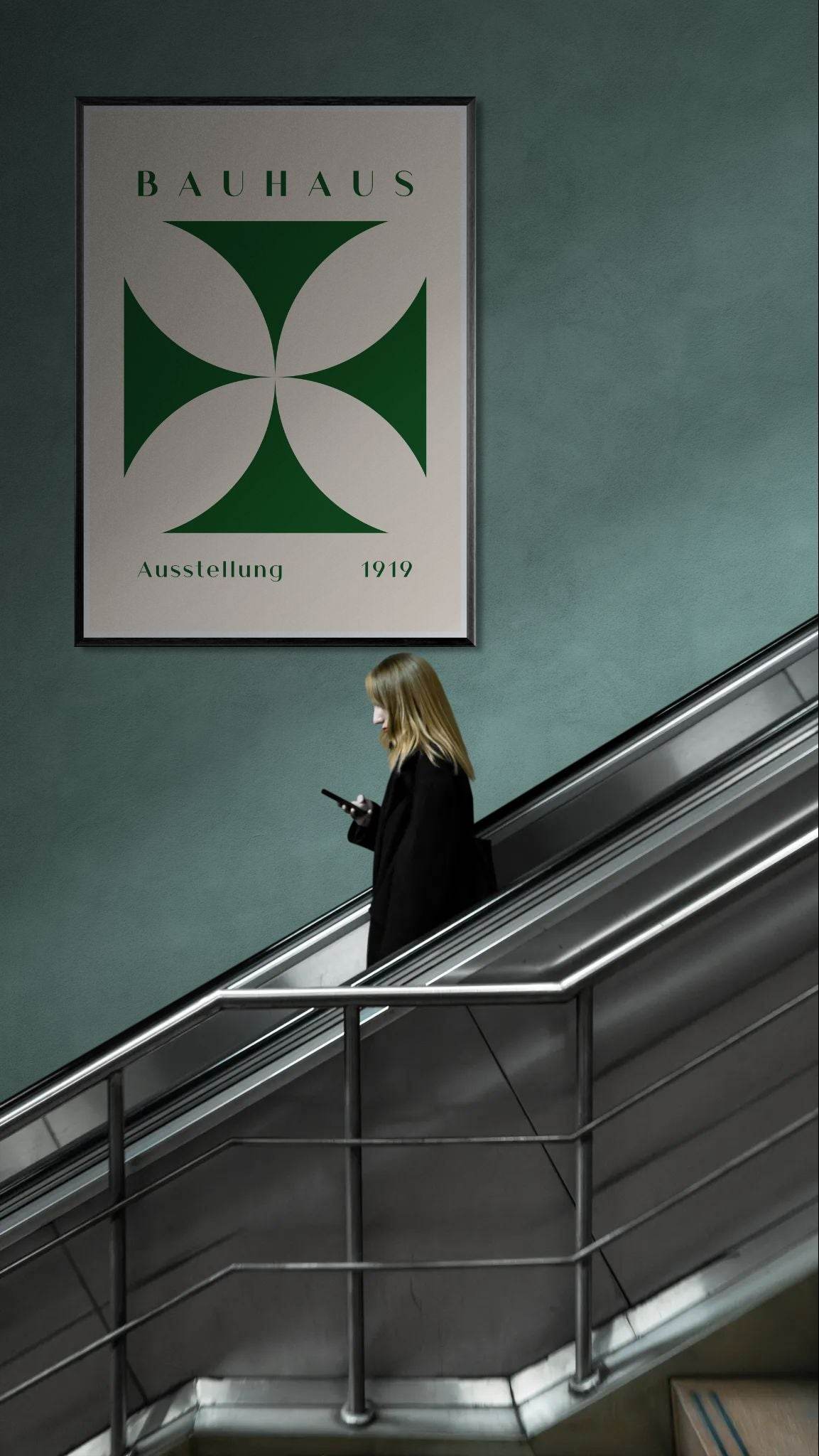 Deep Green Cream Bauhaus 1919 - Vibrantwalls