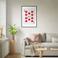 Lucky You - Ten of Hearts Playing Card Framed Poster Art, Eco-Friendly Wood Frame - Vibrantwalls