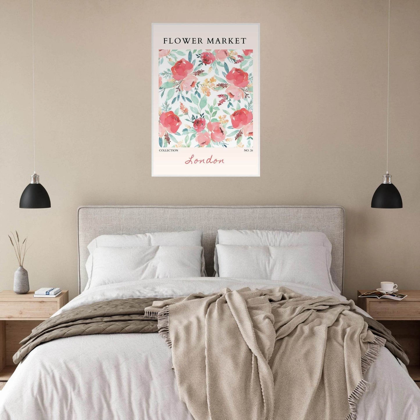 London Flower Market Blush Sage Floral Watercolor - Wall Art - Vibrantwalls