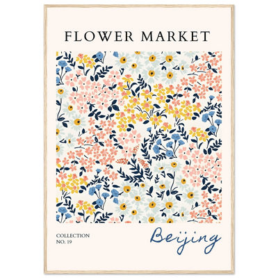 Flower Market Beijing Framed Poster – Whimsical Floral Art Print in Pastel Hues | Ready-to-Hang Wall Decor - Vibrantwalls