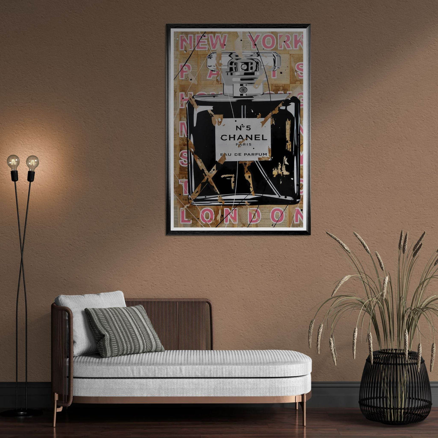 Chanel No. 5 Abstract Luxury Perfume Art Print – Premium Framed Pop Art for Modern Interiors - Vibrantwalls