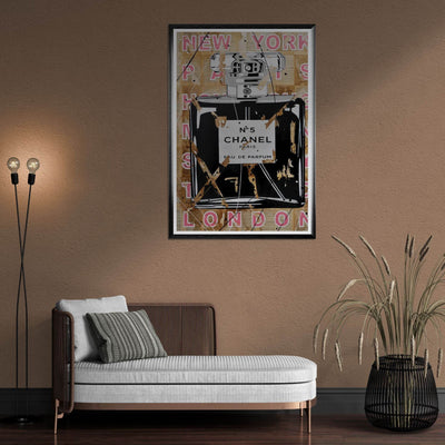 Chanel No. 5 Abstract Luxury Perfume Art Print – Premium Framed Pop Art for Modern Interiors - Vibrantwalls