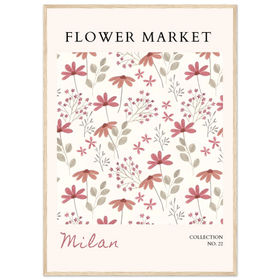 Milan Flower Market Framed Poster – Blush & Sage Floral Art Print | Ready-to-Hang Wall Decor - Vibrantwalls